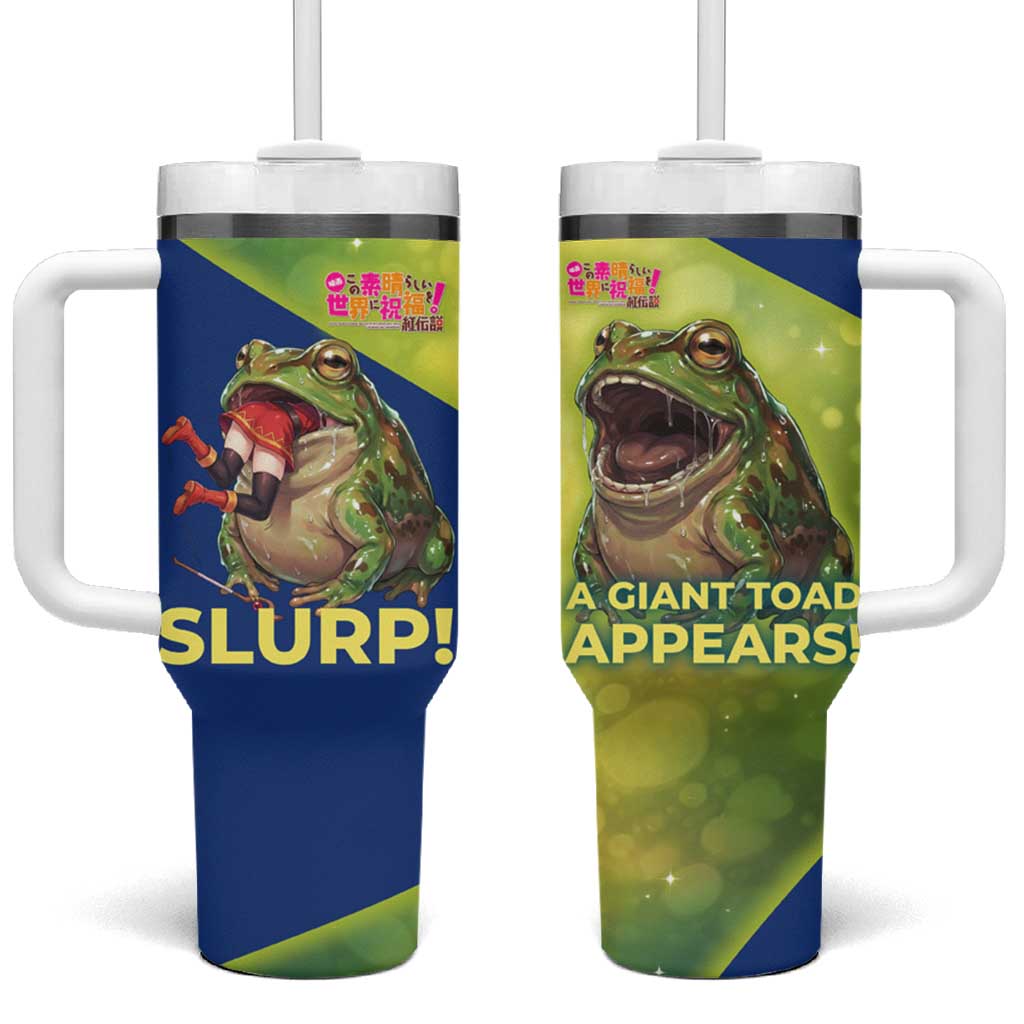 Giant Toad Encounter Tumbler With Handle Comedic Fantasy Creature Art Style
