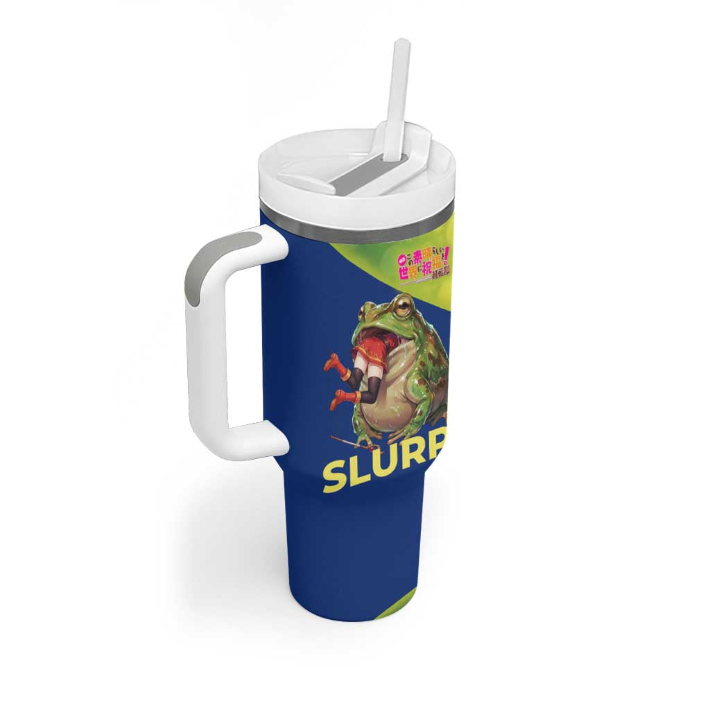 Giant Toad Encounter Tumbler With Handle Comedic Fantasy Creature Art Style
