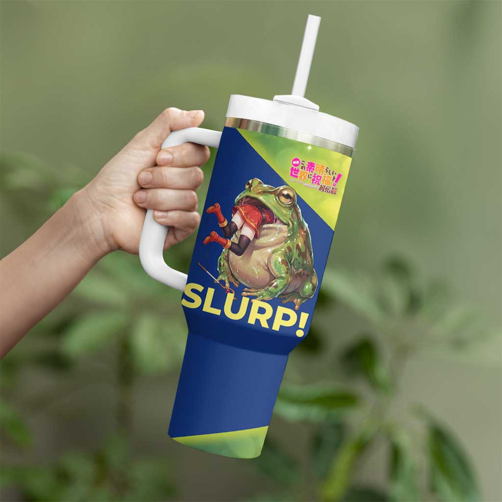 Giant Toad Encounter Tumbler With Handle Comedic Fantasy Creature Art Style