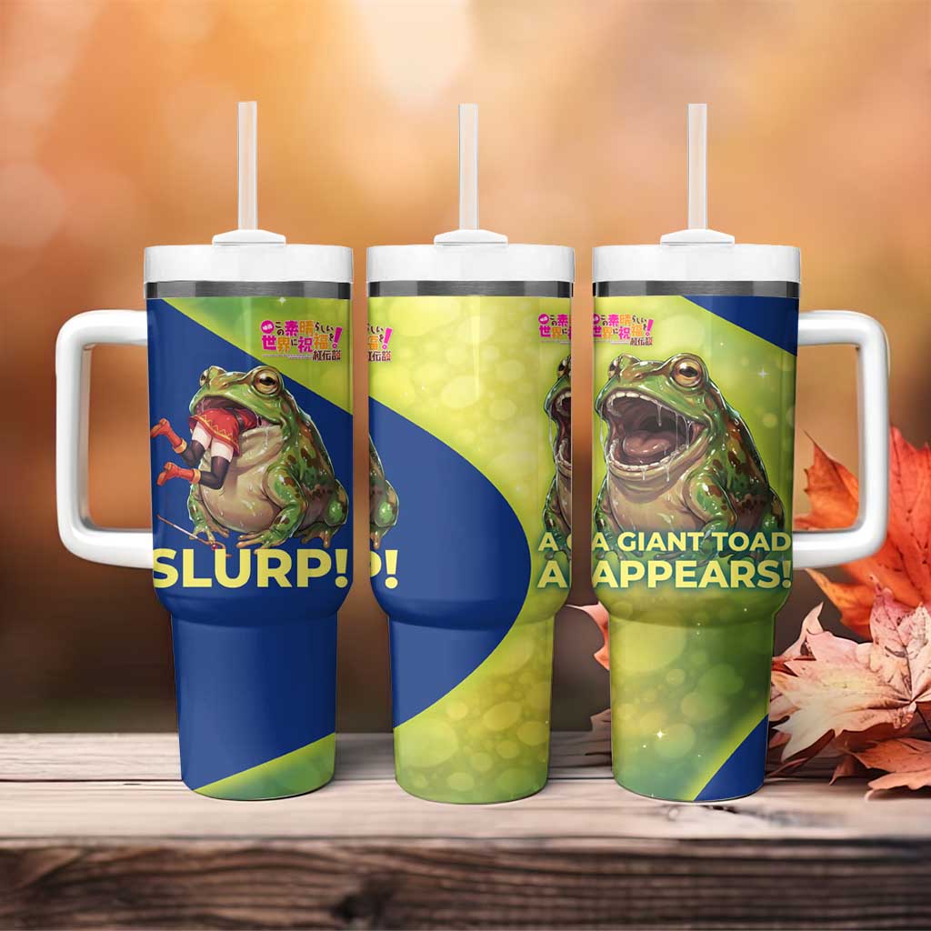 Giant Toad Encounter Tumbler With Handle Comedic Fantasy Creature Art Style