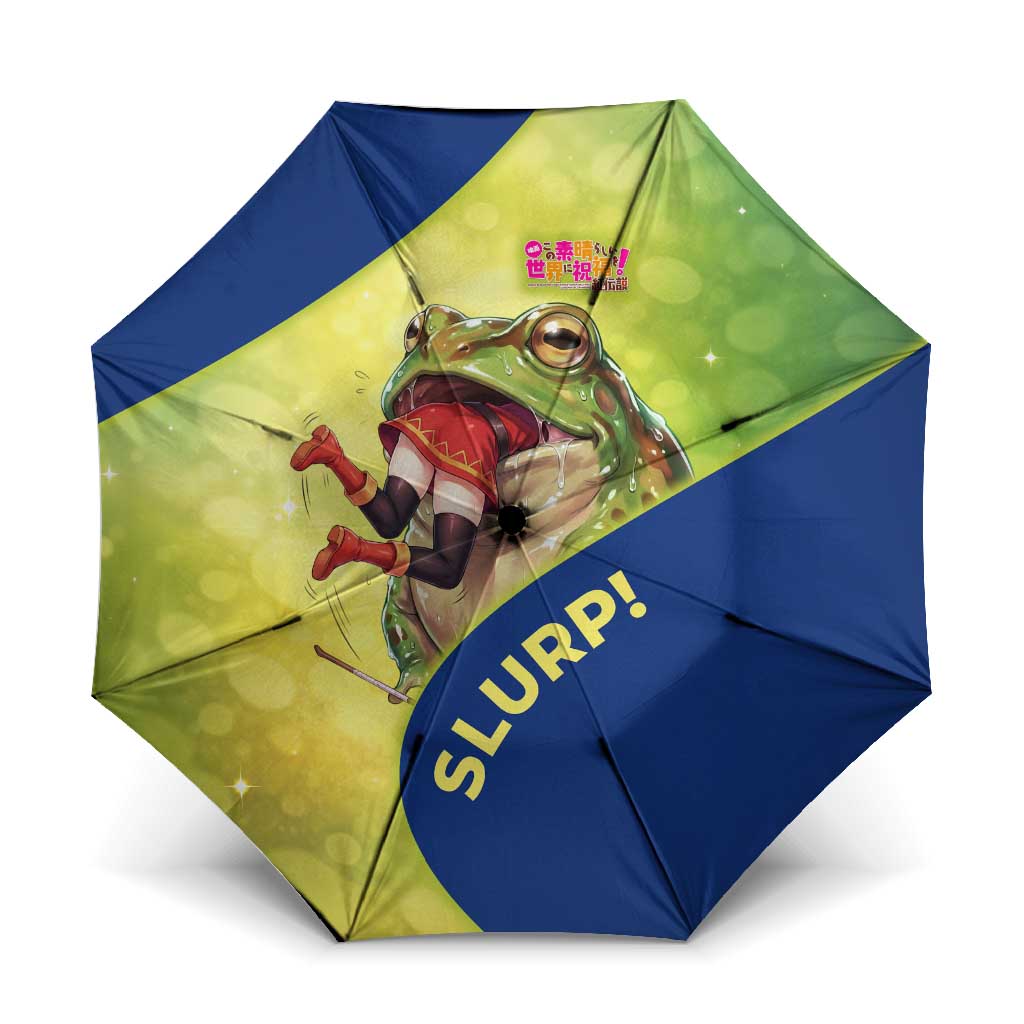 Giant Toad Encounter Umbrella Comedic Fantasy Creature Art Style