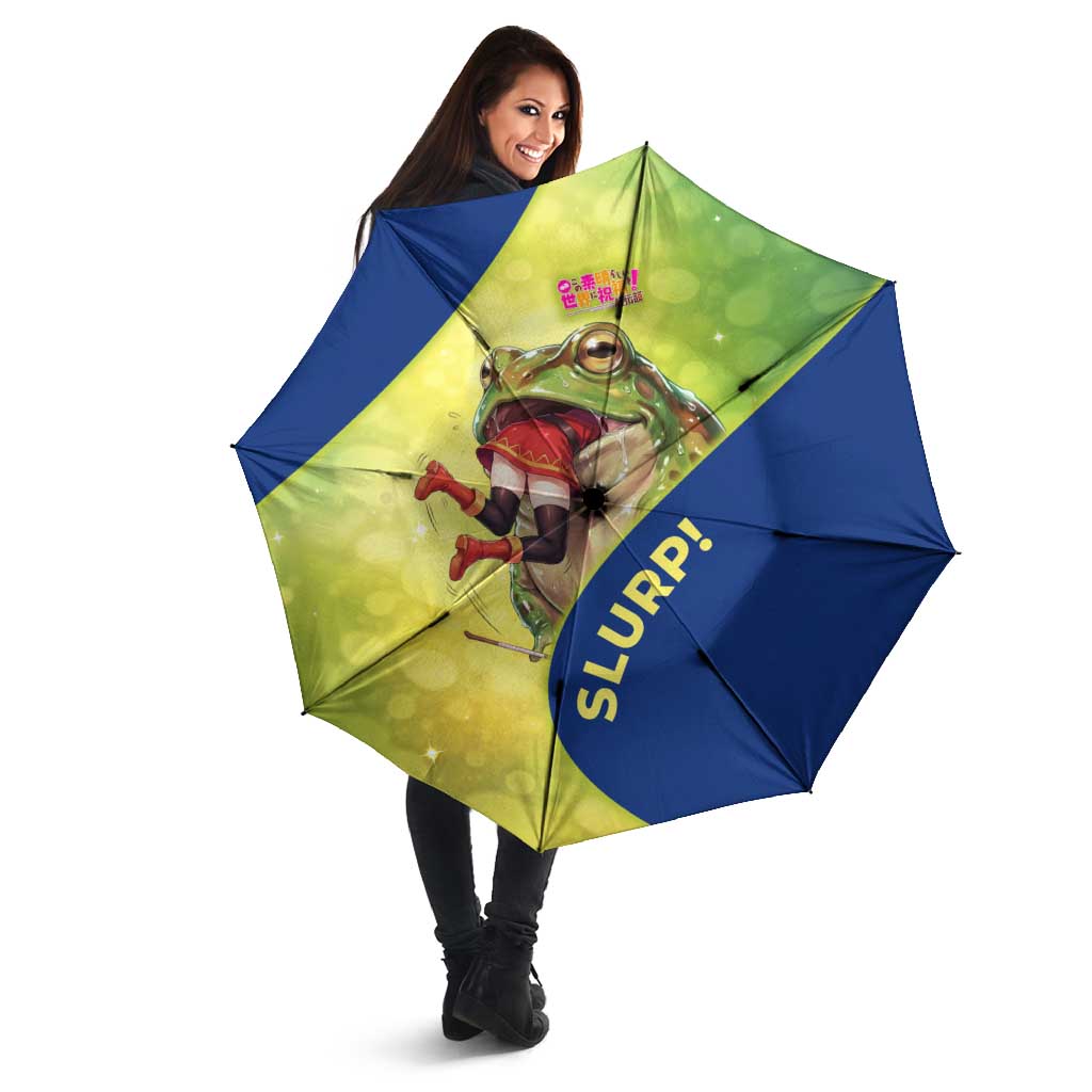 Giant Toad Encounter Umbrella Comedic Fantasy Creature Art Style