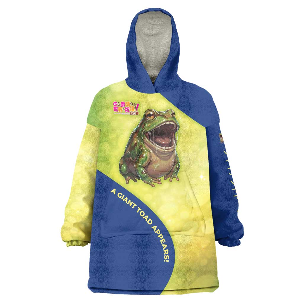 Giant Toad Encounter Wearable Blanket Hoodie Comedic Fantasy Creature Art Style