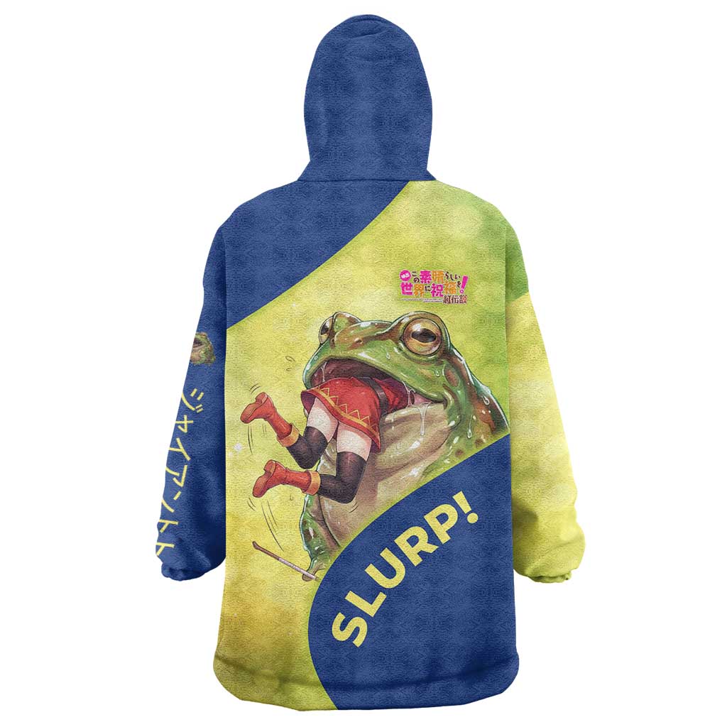 Giant Toad Encounter Wearable Blanket Hoodie Comedic Fantasy Creature Art Style