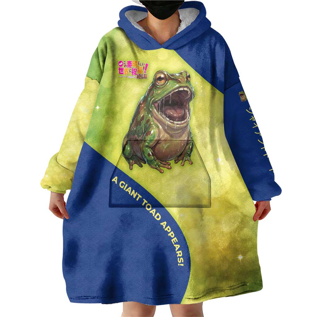 Giant Toad Encounter Wearable Blanket Hoodie Comedic Fantasy Creature Art Style