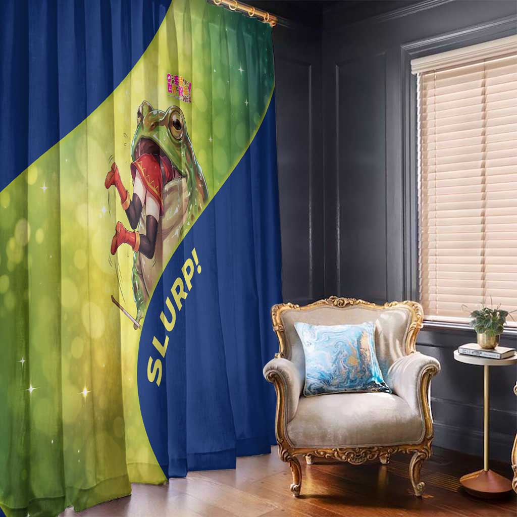 Giant Toad Encounter Window Curtain Comedic Fantasy Creature Art Style