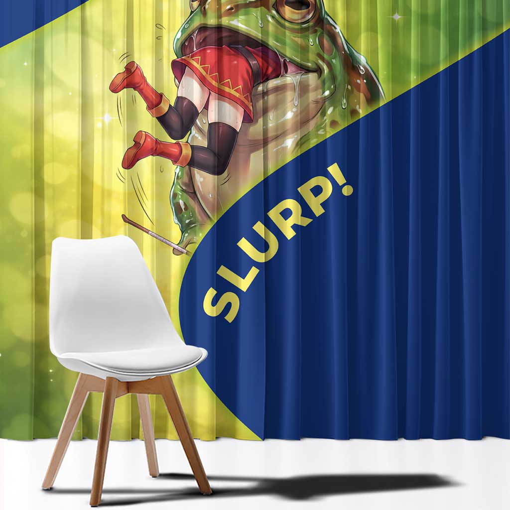 Giant Toad Encounter Window Curtain Comedic Fantasy Creature Art Style