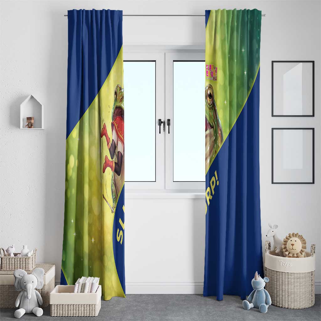 Giant Toad Encounter Window Curtain Comedic Fantasy Creature Art Style