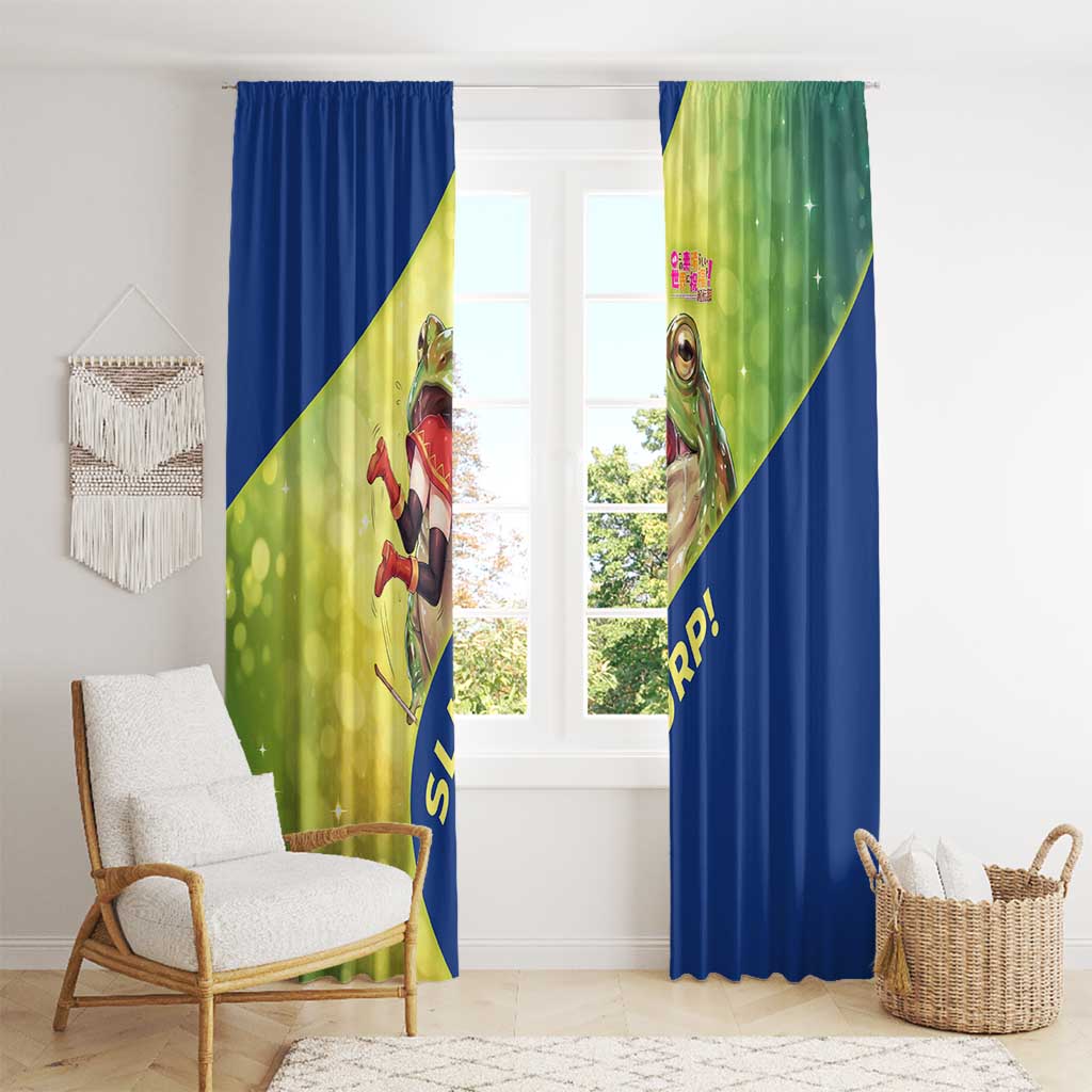Giant Toad Encounter Window Curtain Comedic Fantasy Creature Art Style