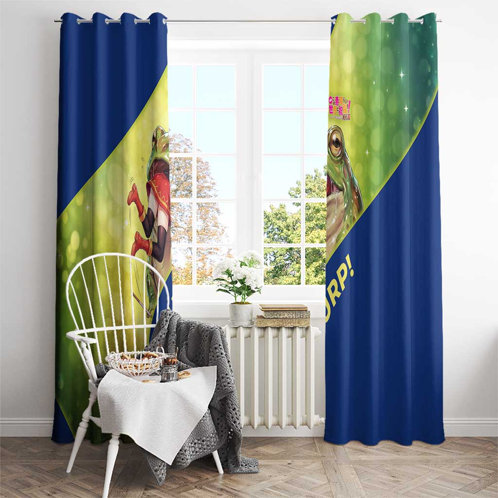 Giant Toad Encounter Window Curtain Comedic Fantasy Creature Art Style