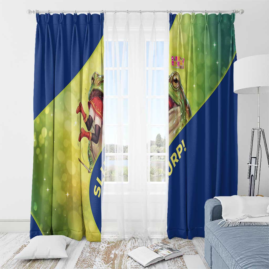 Giant Toad Encounter Window Curtain Comedic Fantasy Creature Art Style