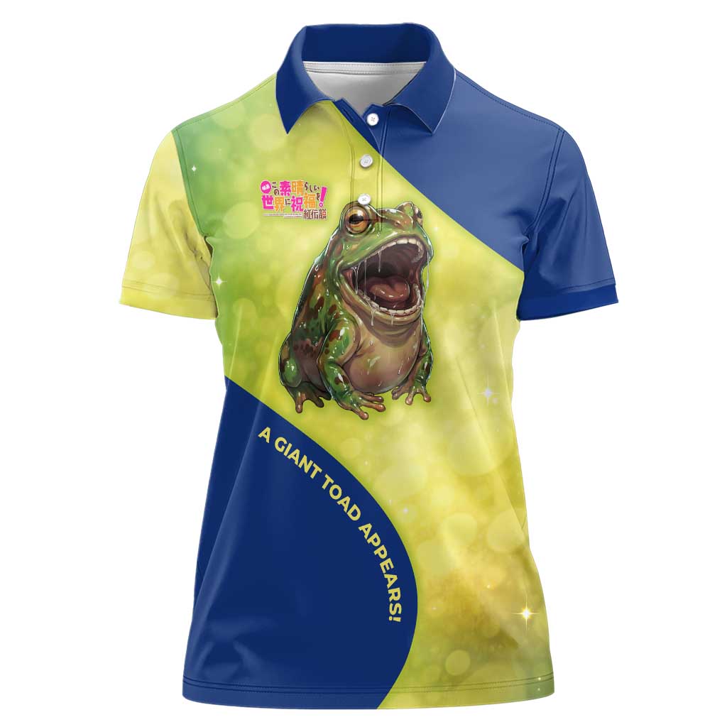 Giant Toad Encounter Women Polo Shirt Comedic Fantasy Creature Art Style