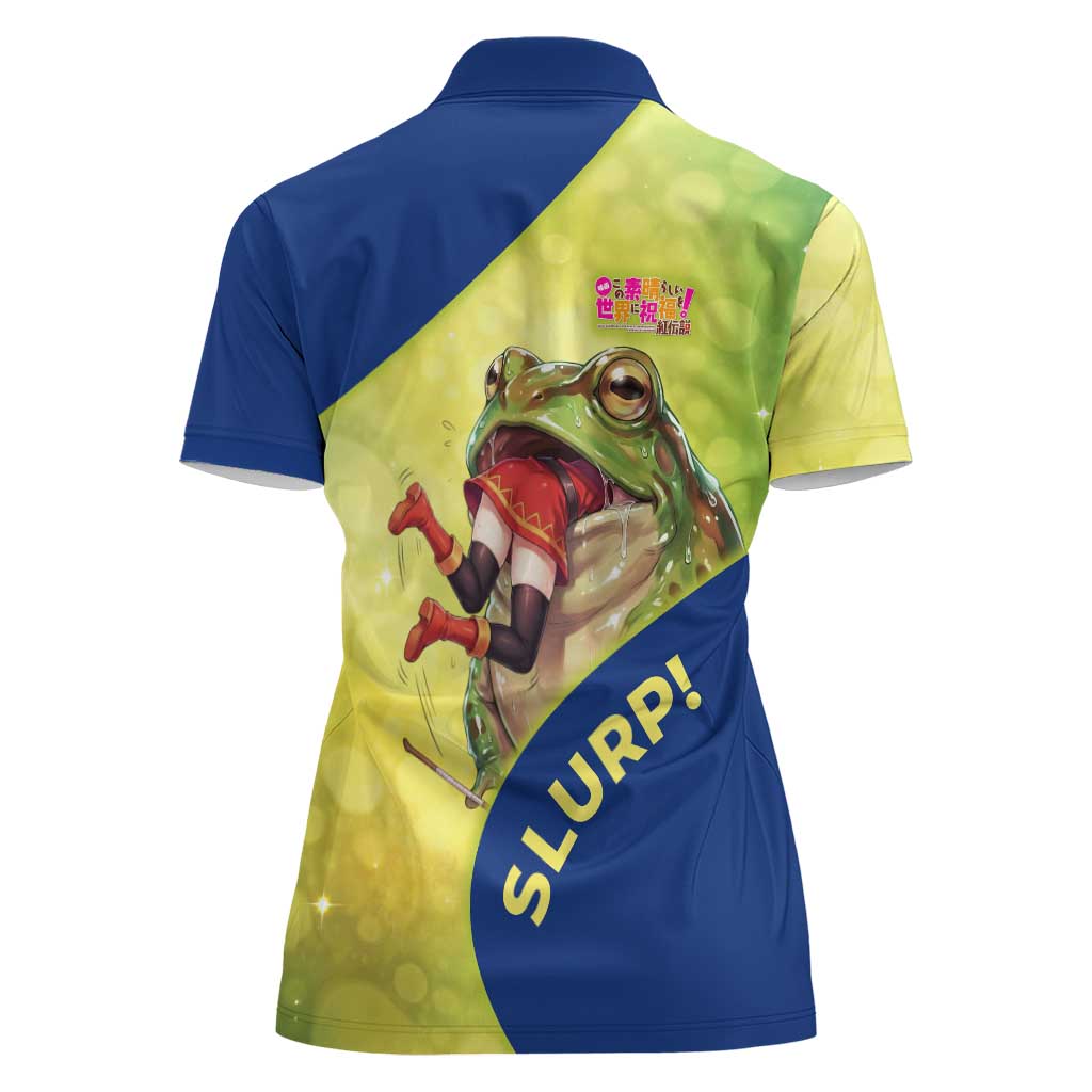 Giant Toad Encounter Women Polo Shirt Comedic Fantasy Creature Art Style