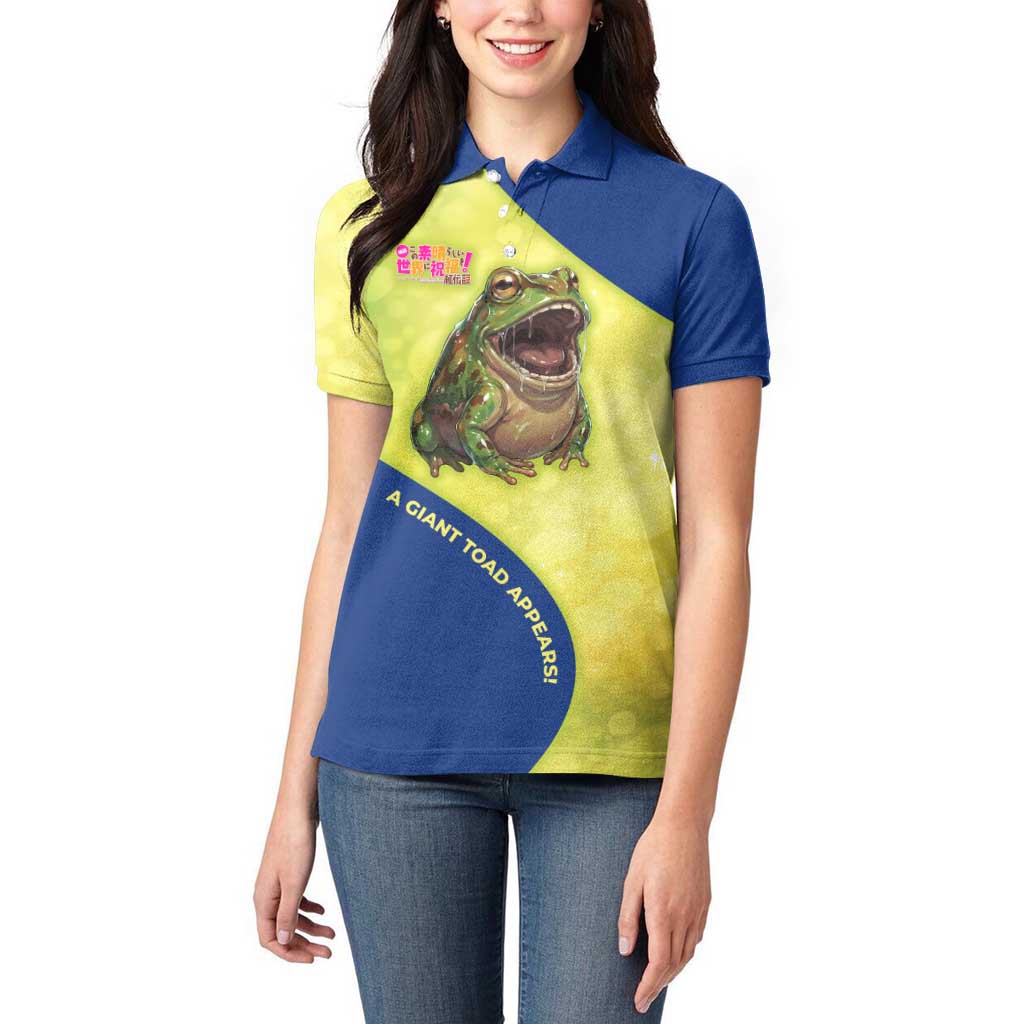 Giant Toad Encounter Women Polo Shirt Comedic Fantasy Creature Art Style