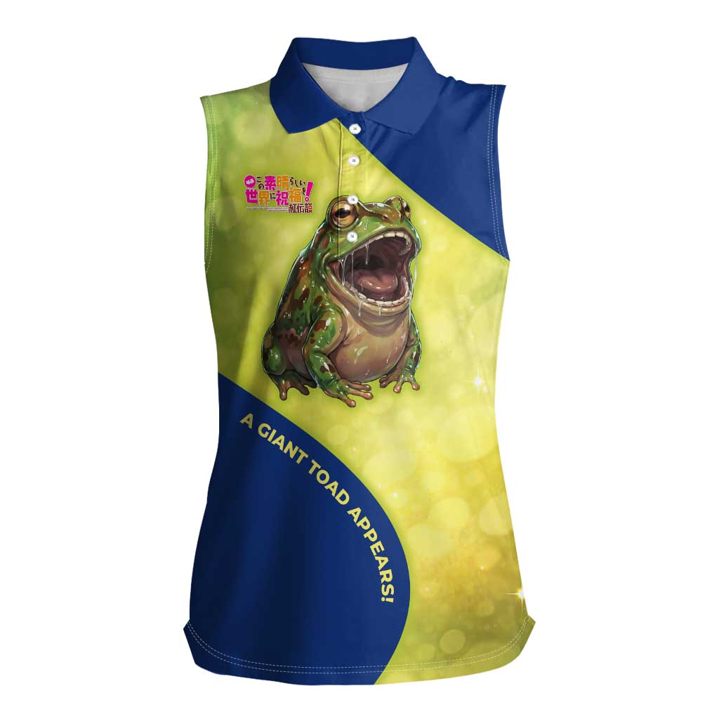 Giant Toad Encounter Women Sleeveless Polo Shirt Comedic Fantasy Creature Art Style