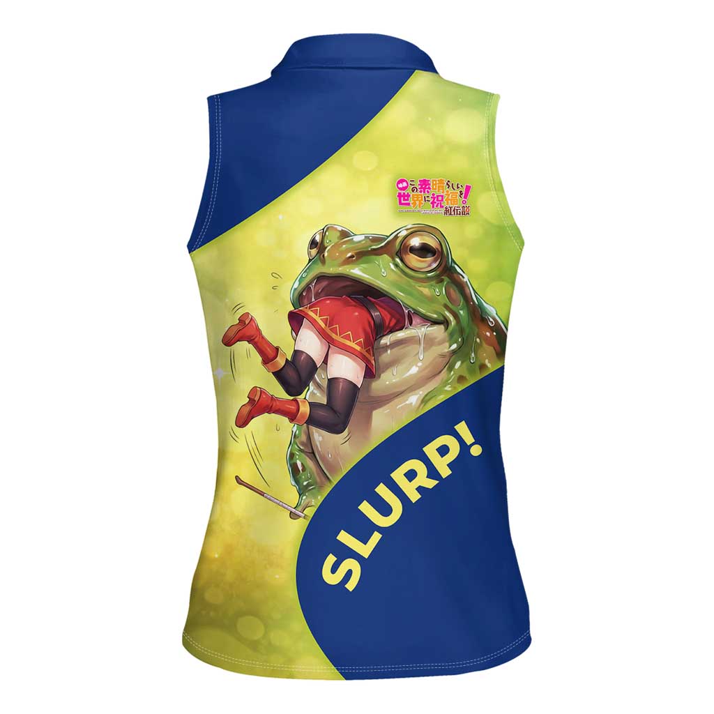 Giant Toad Encounter Women Sleeveless Polo Shirt Comedic Fantasy Creature Art Style