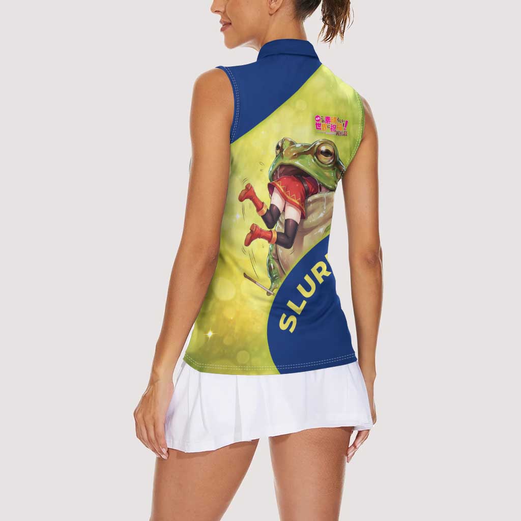 Giant Toad Encounter Women Sleeveless Polo Shirt Comedic Fantasy Creature Art Style