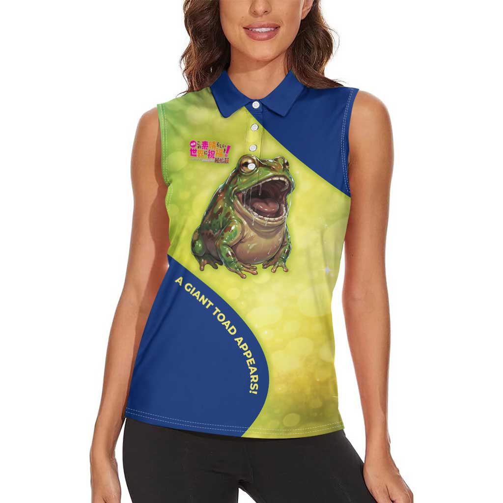 Giant Toad Encounter Women Sleeveless Polo Shirt Comedic Fantasy Creature Art Style