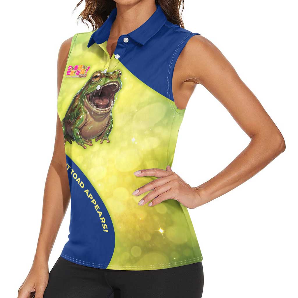 Giant Toad Encounter Women Sleeveless Polo Shirt Comedic Fantasy Creature Art Style
