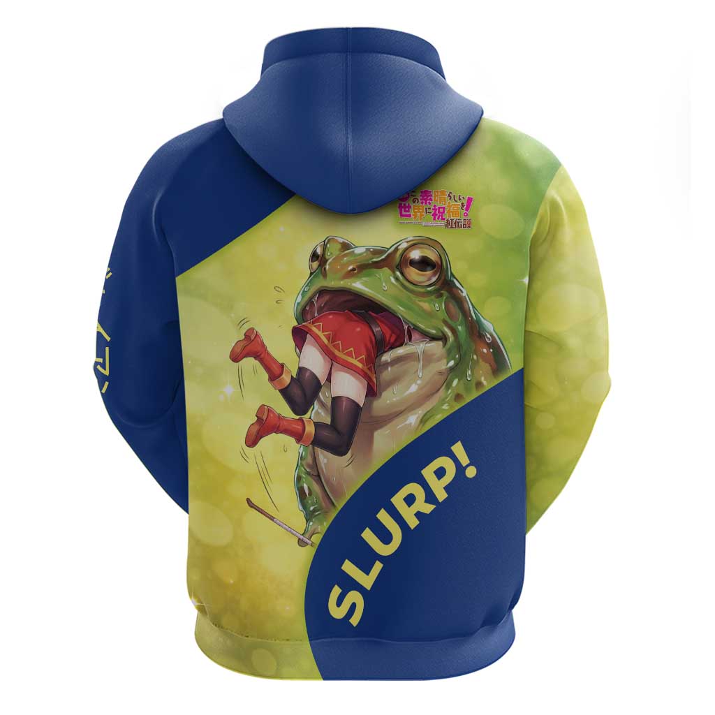Giant Toad Encounter Zip Hoodie Comedic Fantasy Creature Art Style