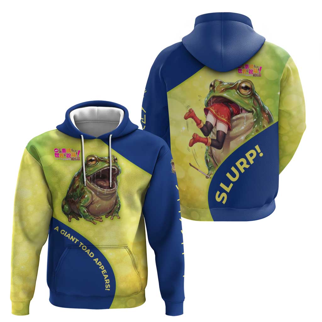 Giant Toad Encounter Zip Hoodie Comedic Fantasy Creature Art Style