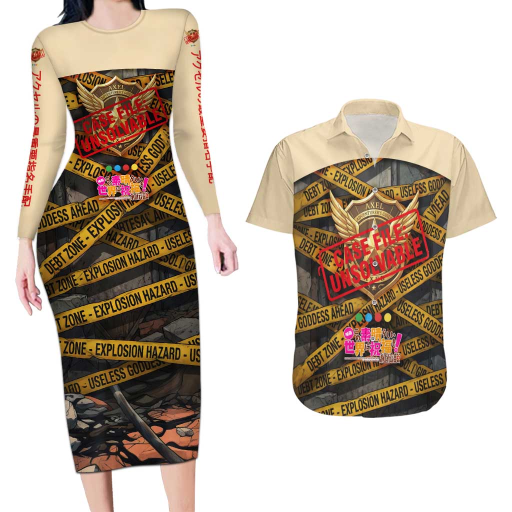 Axel’s Disasters Case File Couples Matching Long Sleeve Bodycon Dress and Hawaiian Shirt Comic Poster Parody Style