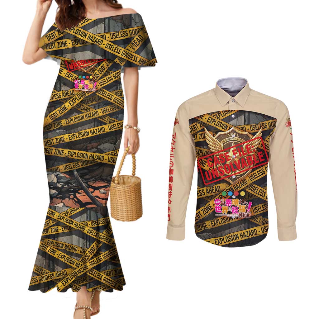 Axel’s Disasters Case File Couples Matching Mermaid Dress and Long Sleeve Button Shirt Comic Poster Parody Style