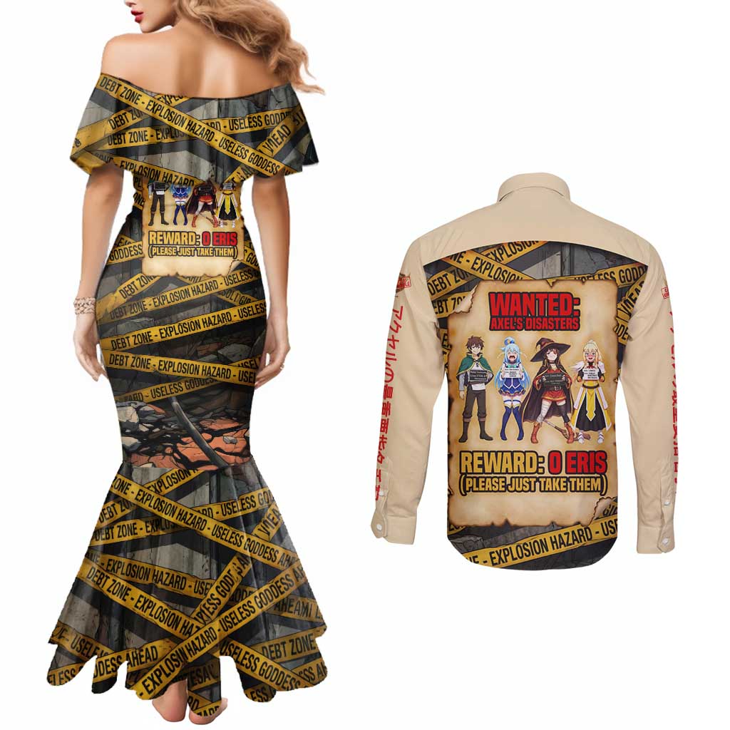 Axel’s Disasters Case File Couples Matching Mermaid Dress and Long Sleeve Button Shirt Comic Poster Parody Style