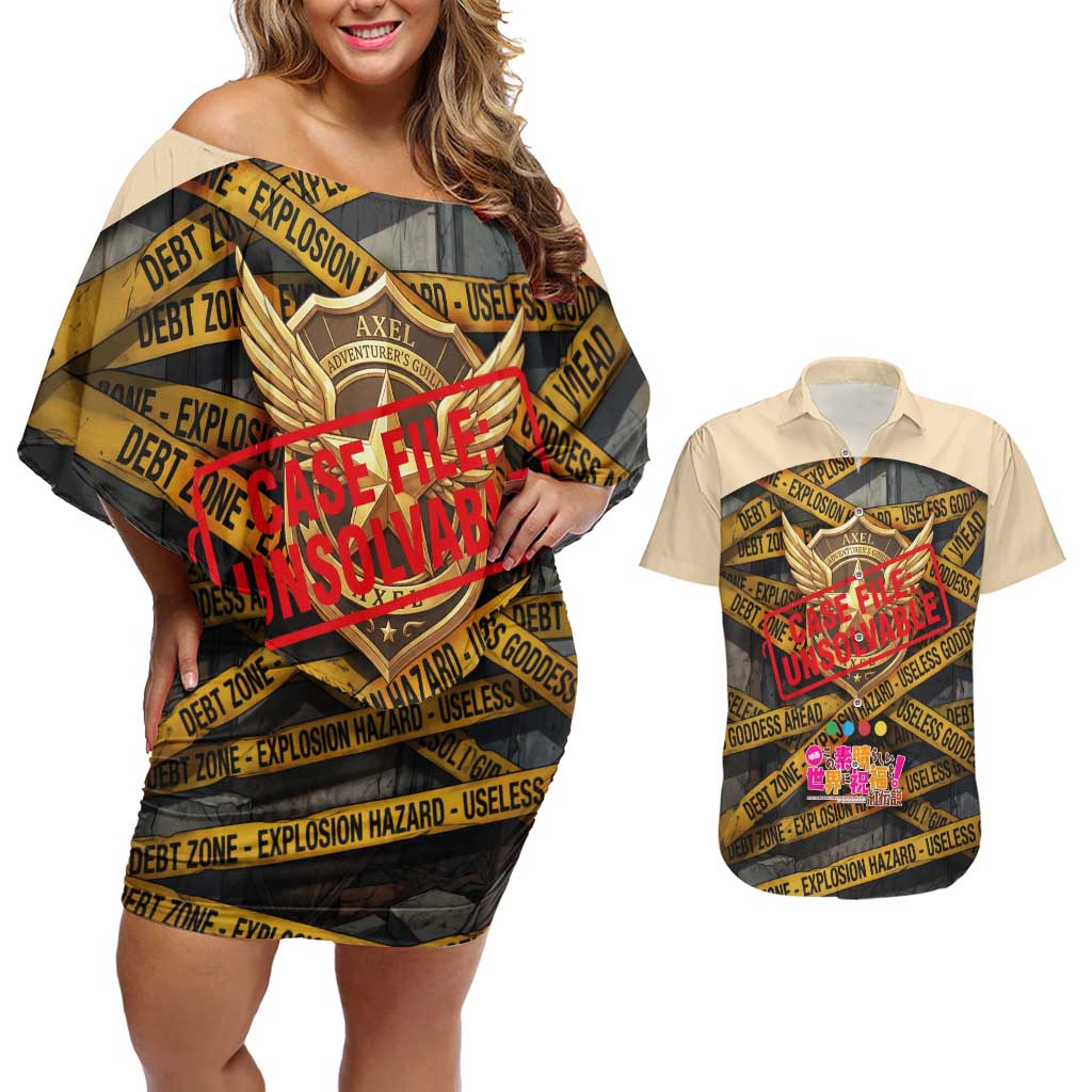 Axel’s Disasters Case File Couples Matching Off Shoulder Short Dress and Hawaiian Shirt Comic Poster Parody Style