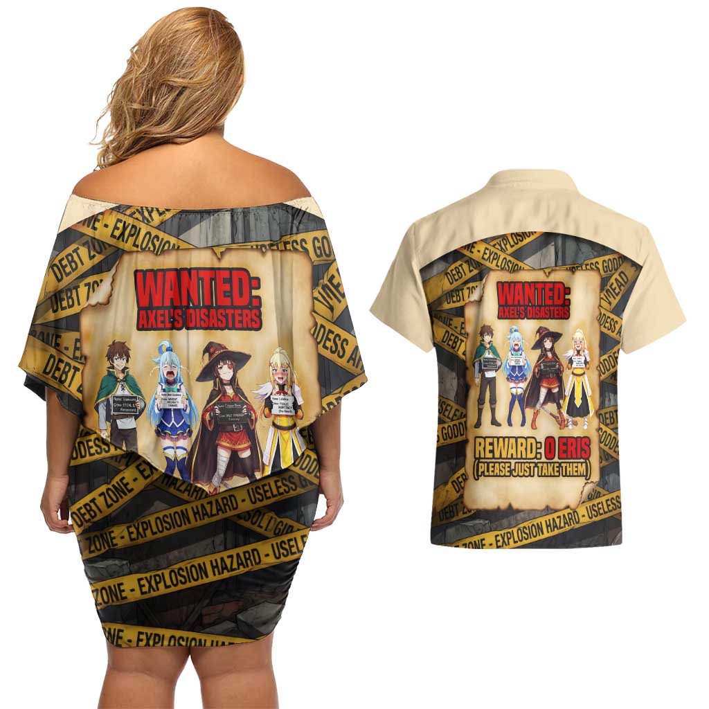 Axel’s Disasters Case File Couples Matching Off Shoulder Short Dress and Hawaiian Shirt Comic Poster Parody Style
