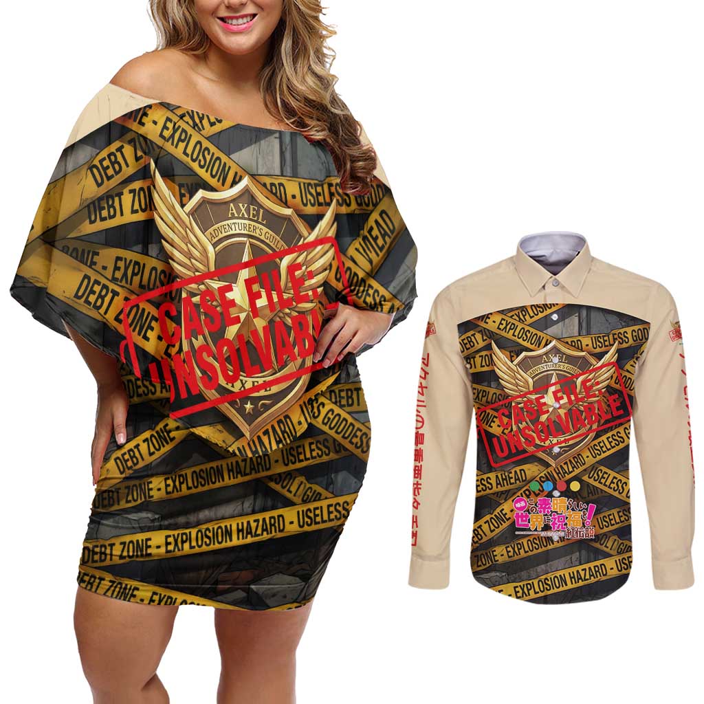 Axel’s Disasters Case File Couples Matching Off Shoulder Short Dress and Long Sleeve Button Shirt Comic Poster Parody Style
