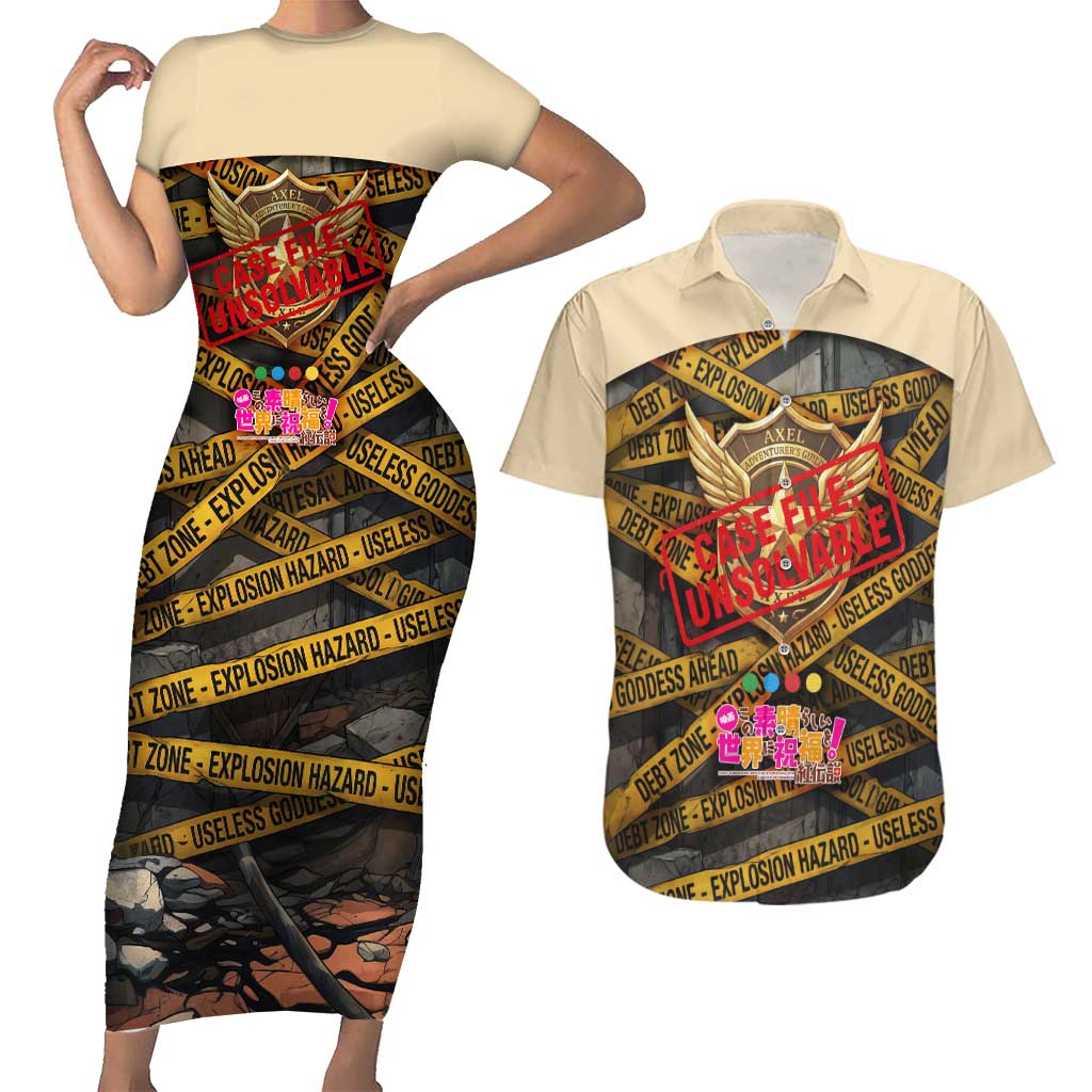 Axel’s Disasters Case File Couples Matching Short Sleeve Bodycon Dress and Hawaiian Shirt Comic Poster Parody Style
