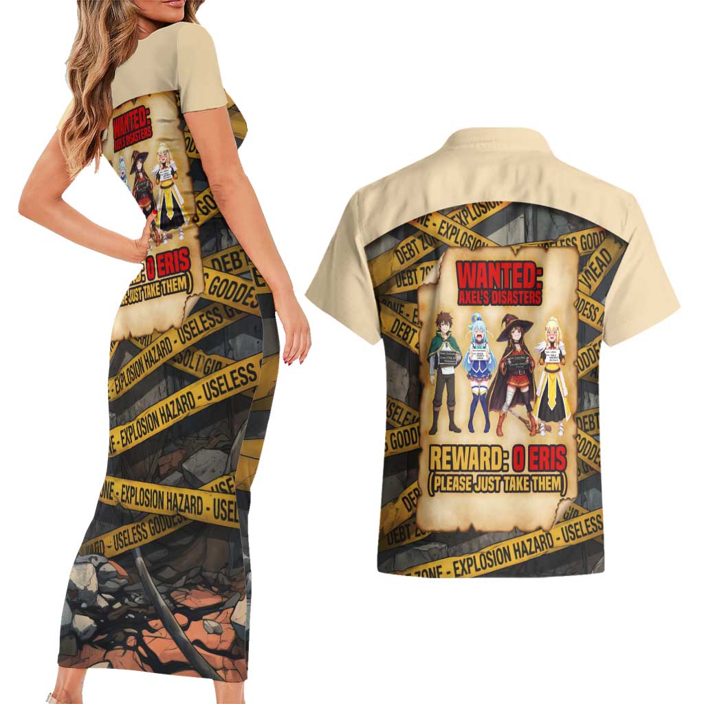 Axel’s Disasters Case File Couples Matching Short Sleeve Bodycon Dress and Hawaiian Shirt Comic Poster Parody Style