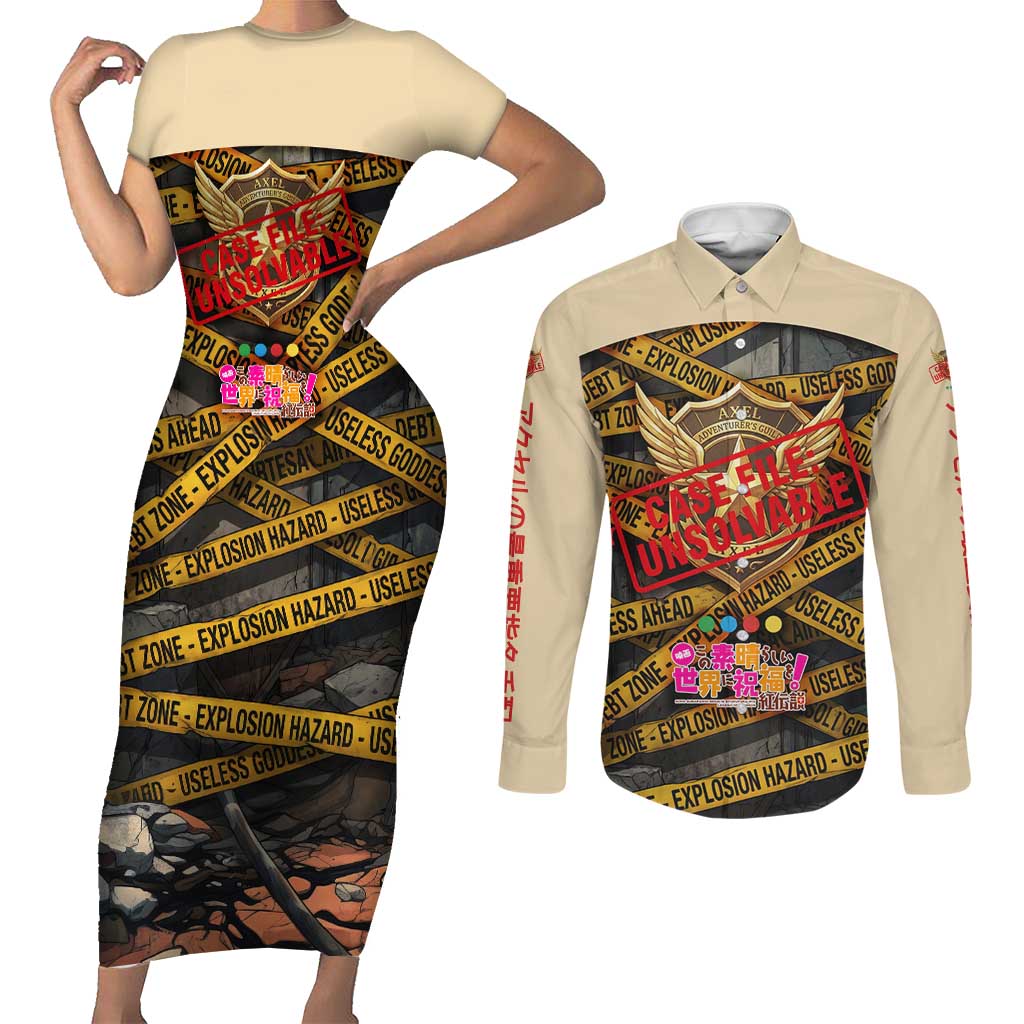 Axel’s Disasters Case File Couples Matching Short Sleeve Bodycon Dress and Long Sleeve Button Shirt Comic Poster Parody Style