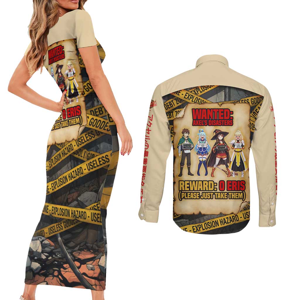 Axel’s Disasters Case File Couples Matching Short Sleeve Bodycon Dress and Long Sleeve Button Shirt Comic Poster Parody Style