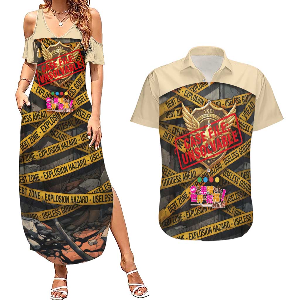 Axel’s Disasters Case File Couples Matching Summer Maxi Dress and Hawaiian Shirt Comic Poster Parody Style