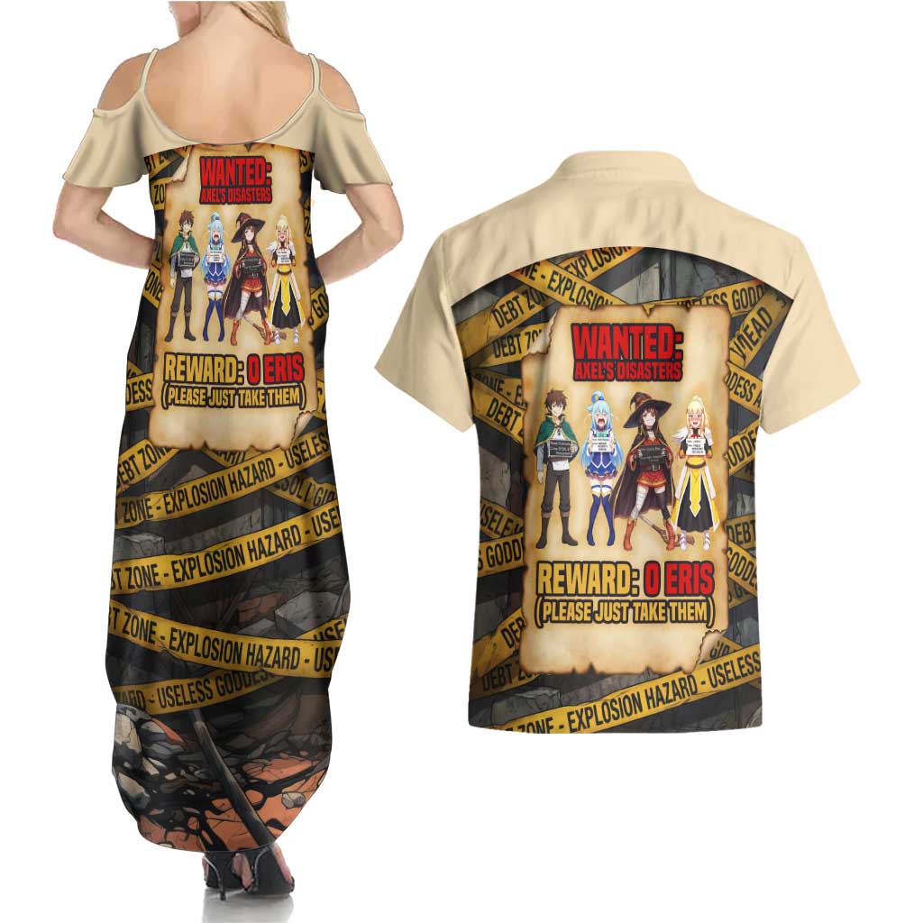 Axel’s Disasters Case File Couples Matching Summer Maxi Dress and Hawaiian Shirt Comic Poster Parody Style