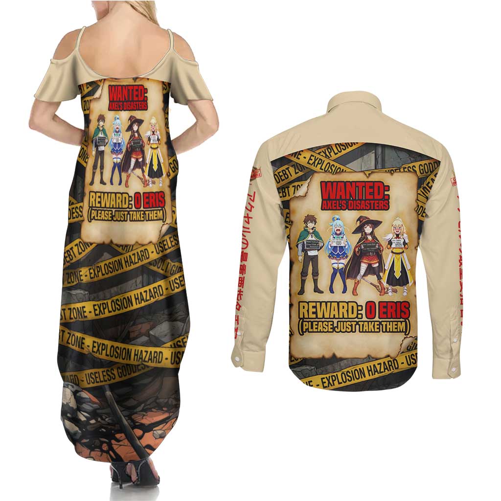 Axel’s Disasters Case File Couples Matching Summer Maxi Dress and Long Sleeve Button Shirt Comic Poster Parody Style
