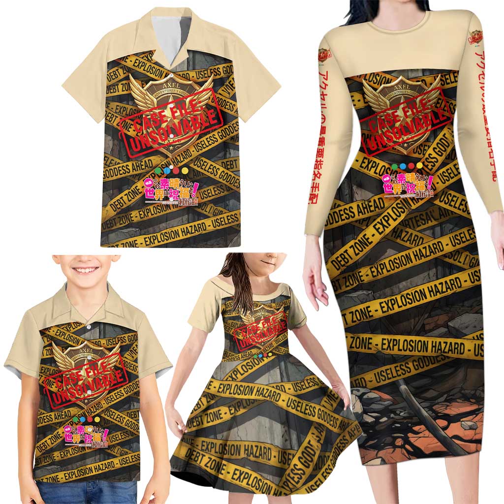 Axel’s Disasters Case File Family Matching Long Sleeve Bodycon Dress and Hawaiian Shirt Comic Poster Parody Style