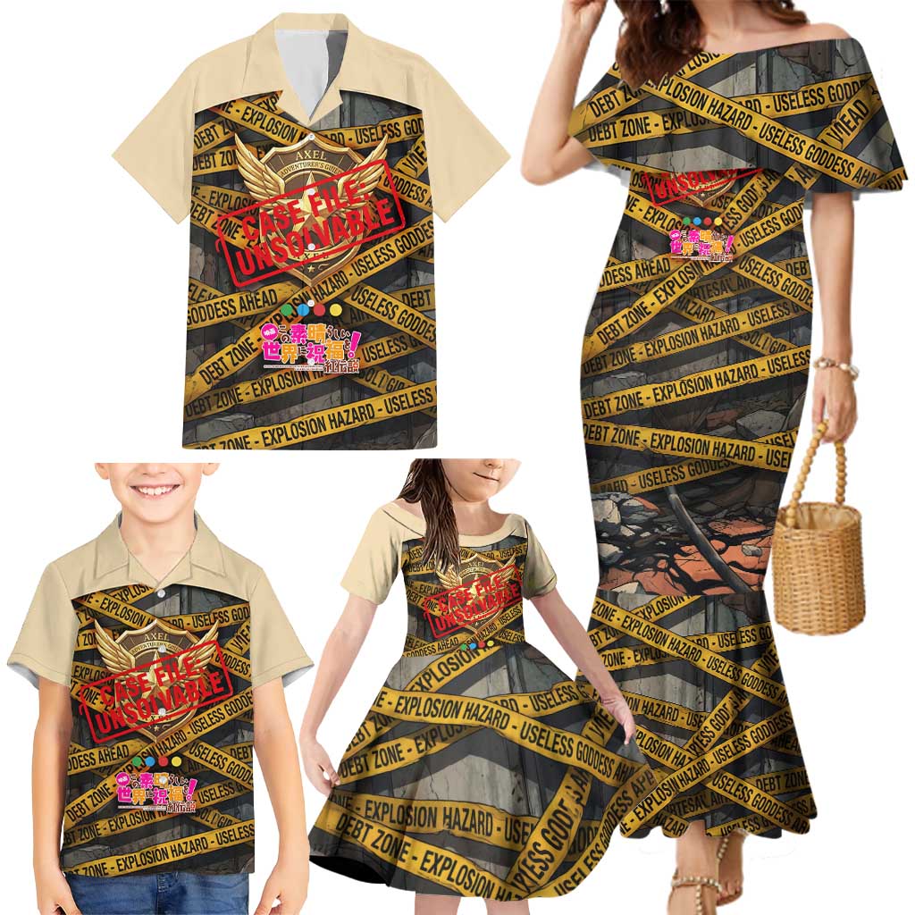 Axel’s Disasters Case File Family Matching Mermaid Dress and Hawaiian Shirt Comic Poster Parody Style