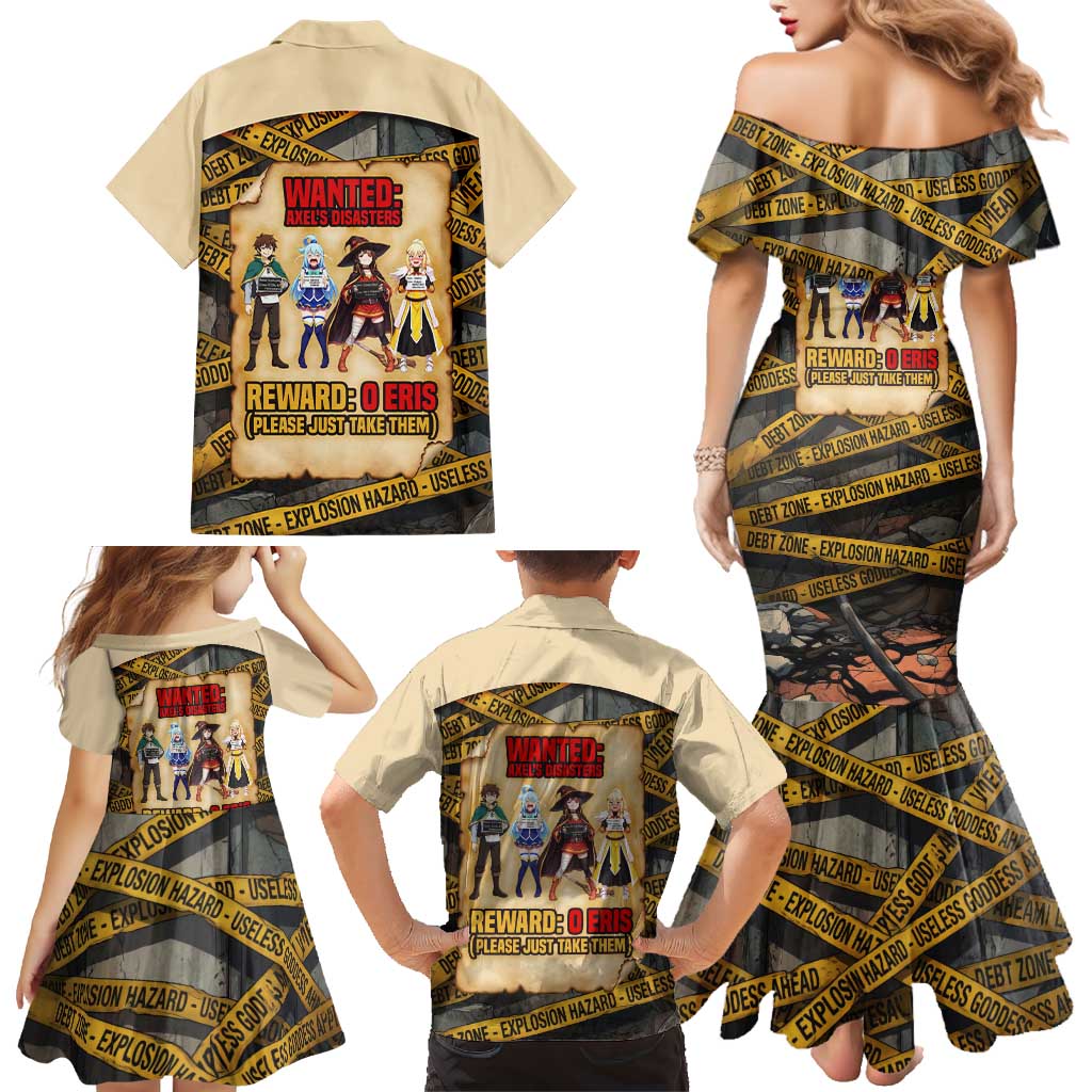 Axel’s Disasters Case File Family Matching Mermaid Dress and Hawaiian Shirt Comic Poster Parody Style