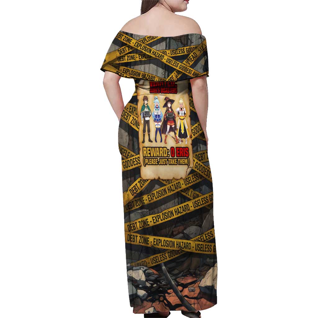 Axel’s Disasters Case File Family Matching Off Shoulder Maxi Dress and Hawaiian Shirt Comic Poster Parody Style