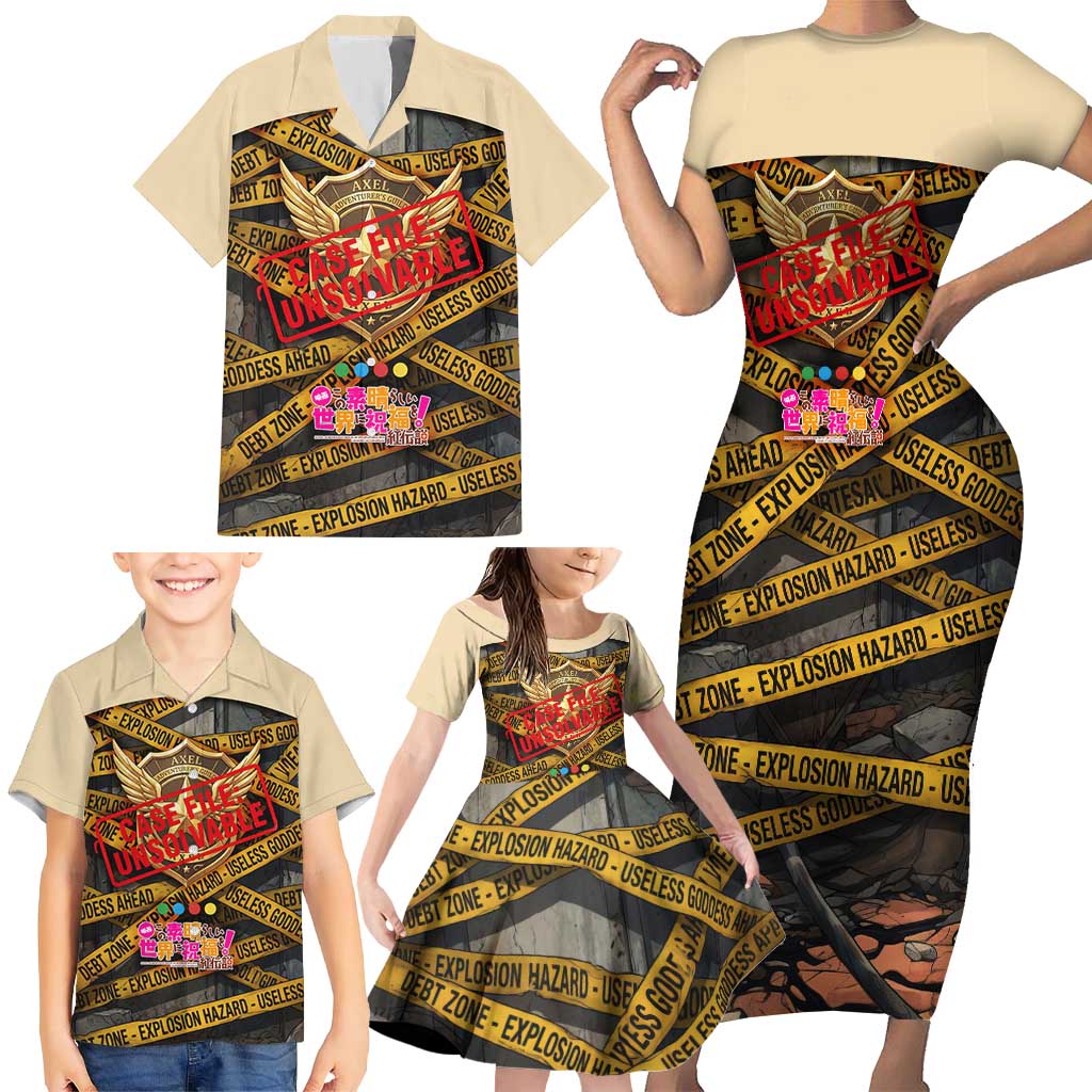 Axel’s Disasters Case File Family Matching Short Sleeve Bodycon Dress and Hawaiian Shirt Comic Poster Parody Style