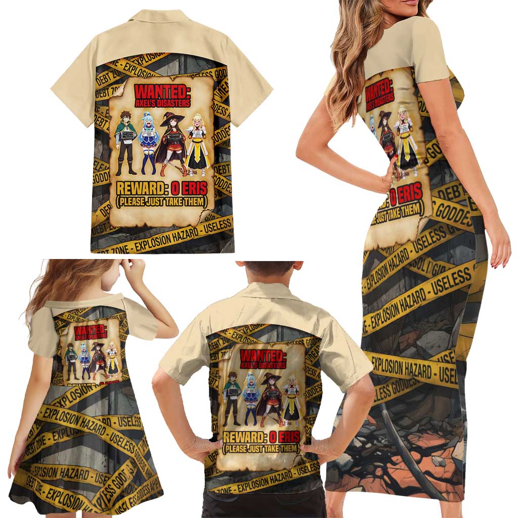 Axel’s Disasters Case File Family Matching Short Sleeve Bodycon Dress and Hawaiian Shirt Comic Poster Parody Style
