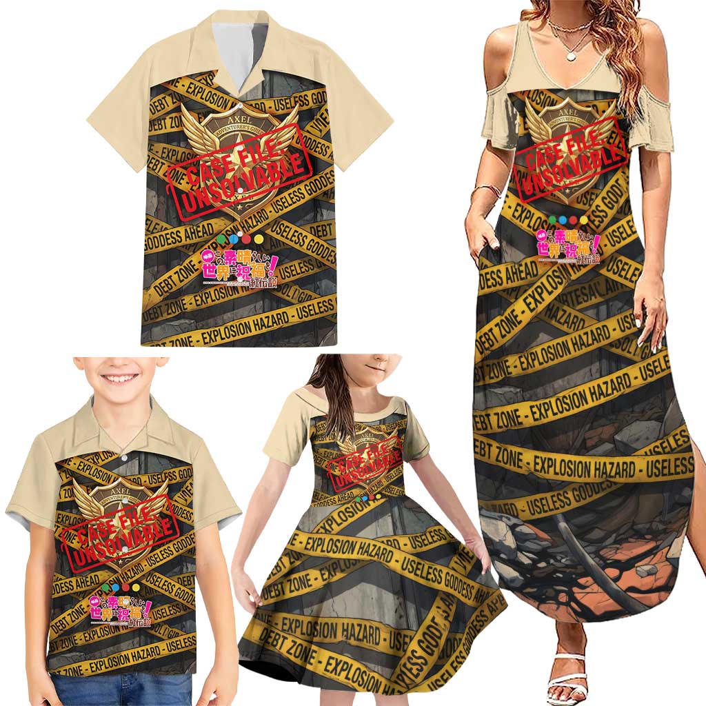 Axel’s Disasters Case File Family Matching Summer Maxi Dress and Hawaiian Shirt Comic Poster Parody Style