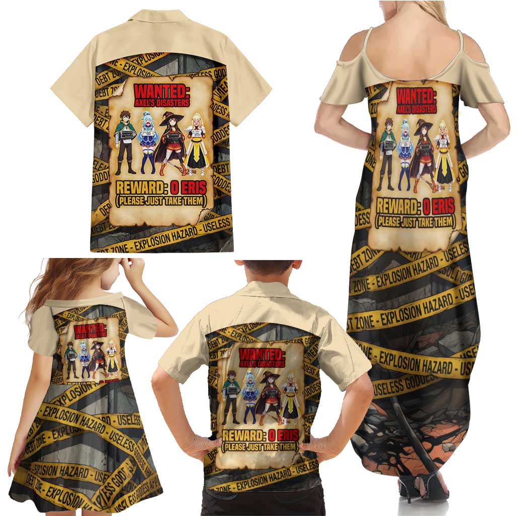 Axel’s Disasters Case File Family Matching Summer Maxi Dress and Hawaiian Shirt Comic Poster Parody Style