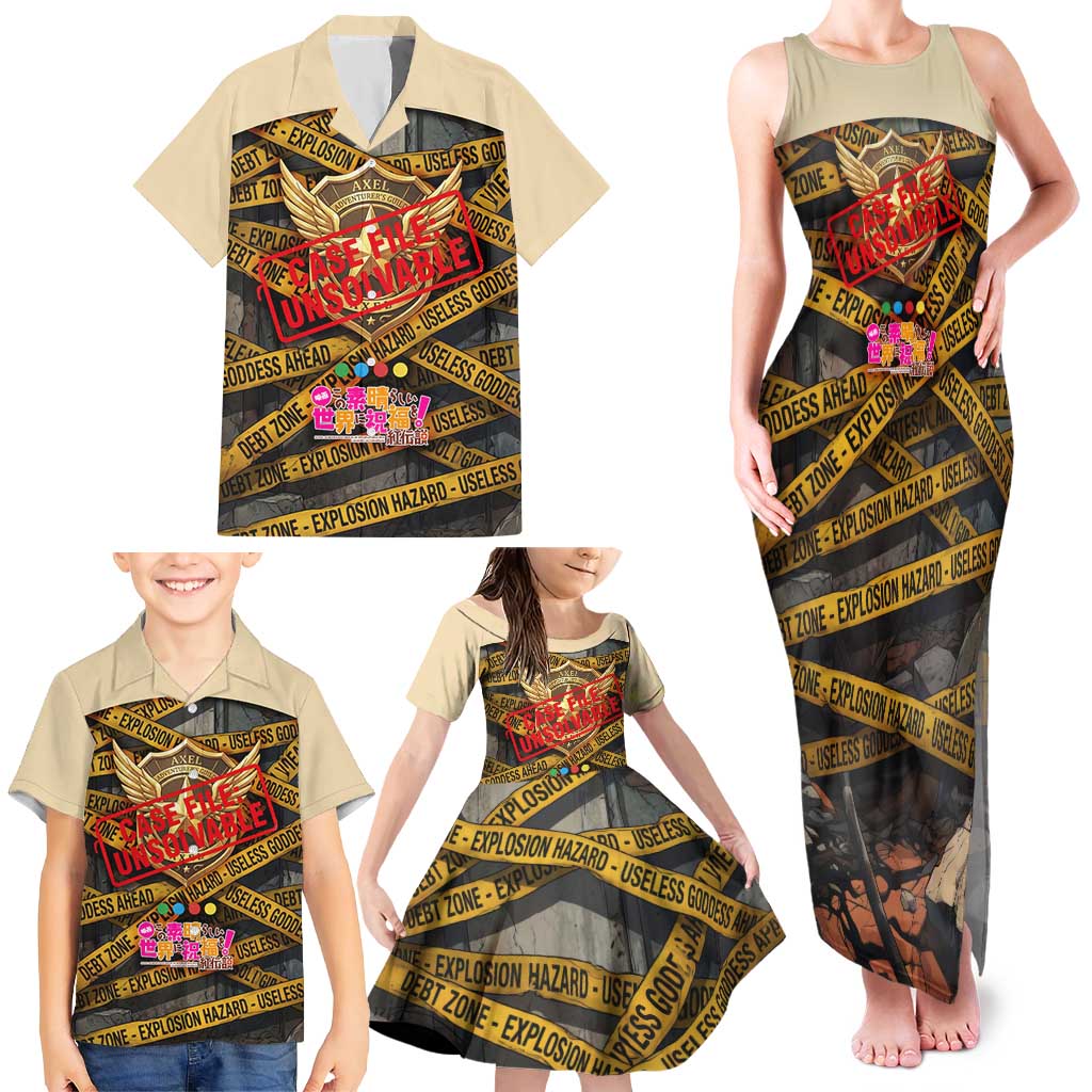 Axel’s Disasters Case File Family Matching Tank Maxi Dress and Hawaiian Shirt Comic Poster Parody Style