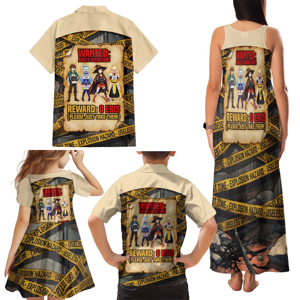 Axel’s Disasters Case File Family Matching Tank Maxi Dress and Hawaiian Shirt Comic Poster Parody Style