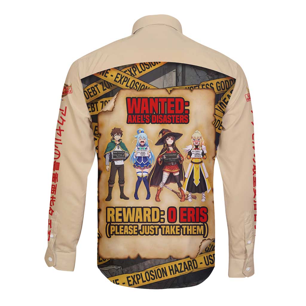Axel’s Disasters Case File Long Sleeve Button Shirt Comic Poster Parody Style