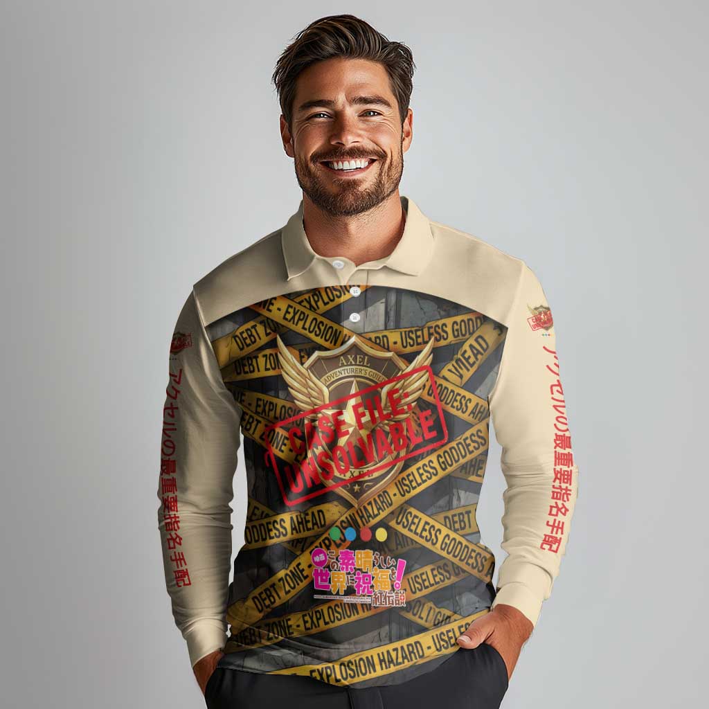 Axel’s Disasters Case File Long Sleeve Polo Shirt Comic Poster Parody Style